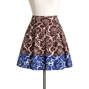 Trina Turk Floral Pleated A-Line Skirt Size 4 Cotton Lined
